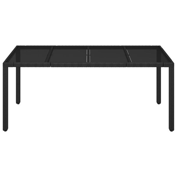 vidaXL Mesa de jardín superficie de vidrio ratán PE negro 190x90x75 cm