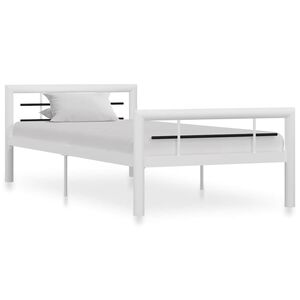 vidaXL Estructura de cama sin colch&oacute;n metal blanco y negro 100x200 cm