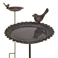 HI Bebedero/bañera para pájaros de hierro fundido marrón