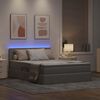 vidaXL Cama con almacenamiento y LED con LED Taup&eacute; 140 x 190 cm tela