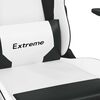 vidaXL Silla gaming masaje y reposapi&eacute;s cuero sint&eacute;tico negro blanco