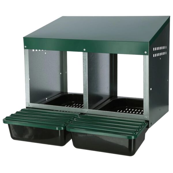 Kerbl Ponedero doble para gallinas de plástico verde 53x52x43,5 cm