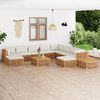 vidaXL Muebles de jard&iacute;n 12 pzas con cojines crema madera maciza teca