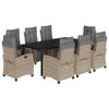 vidaXL Set comedor de jard&iacute;n 9 pzas con cojines rat&aacute;n sint&eacute;tico beige