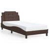 vidaXL Estructura de cama sin colch&oacute;n Zadar cuero sint&eacute;tico marr&oacute;n 90x200 cm
