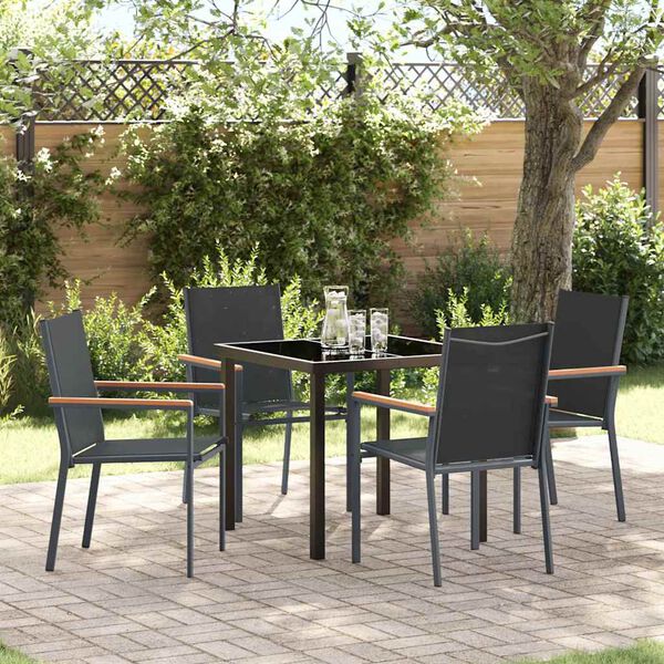 vidaXL Conjunto de Comedor de Jard&iacute;n 5 pcs Negro