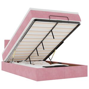 vidaXL Cama otomana con colch&oacute;n y LED terciopelo rosa 120x190cm