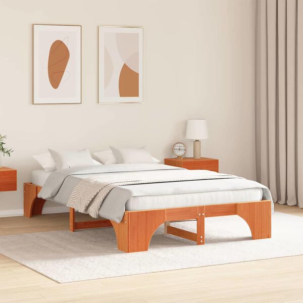 vidaXL Estructura de cama Marr&oacute;n cera 120 x 190 cm