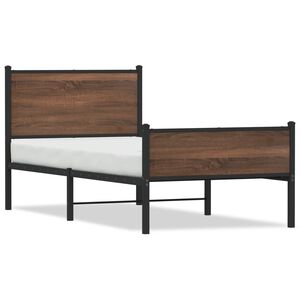 vidaXL Estructura de cama sin colch&oacute;n metal marr&oacute;n roble 90x200 cm