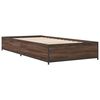 vidaXL Estructura cama madera ingenier&iacute;a metal roble marr&oacute;n 75x190 cm