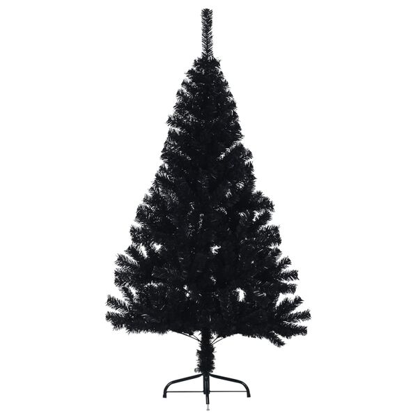 vidaXL Medio &aacute;rbol de Navidad artificial con soporte PVC negro 120 cm