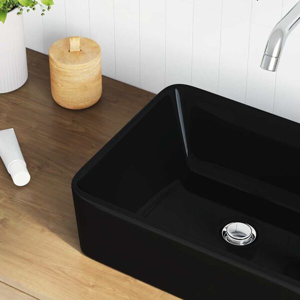 vidaXL Lavabo 40x30x13 cm cer&aacute;mica negro