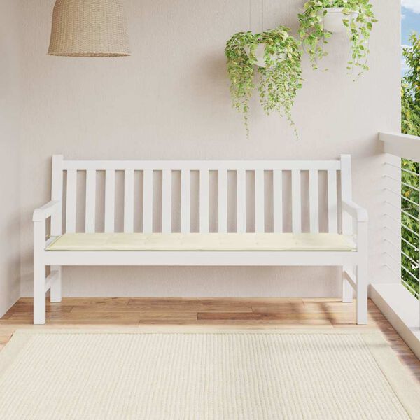 vidaXL Cojín de banco de jardín tela Oxford crema 180x50x3 cm