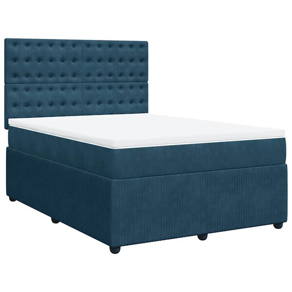 vidaXL Cama box spring con colch&oacute;n terciopelo azul 140x190 cm