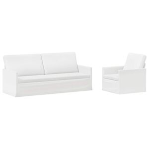 vidaXL Juego de Sof&aacute; 2 pcs Blanco Tela