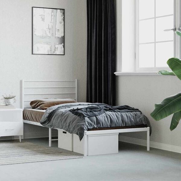 vidaXL Estructura cama sin colch&oacute;n con cabecero metal blanco 80x200 cm