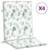 vidaXL Cojines de silla de respaldo bajo 4 uds tela estampado de hojas