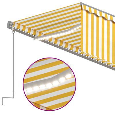 vidaXL Toldo retráctil manual con persiana y LED amarillo blanco 6x3 m
