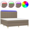 vidaXL Cama box spring colch&oacute;n y luces LED tela gris taupe 160x200 cm