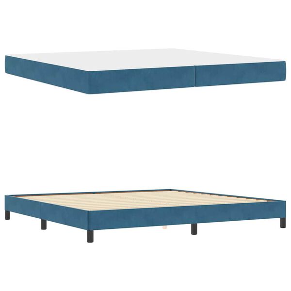 vidaXL Cama tipo Box Spring con colch&oacute;n Azul Oscuro 200 x 220 cm tela