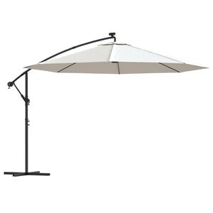 vidaXL Sombrilla voladiza jard&iacute;n con luces LED palo acero arena 350 cm