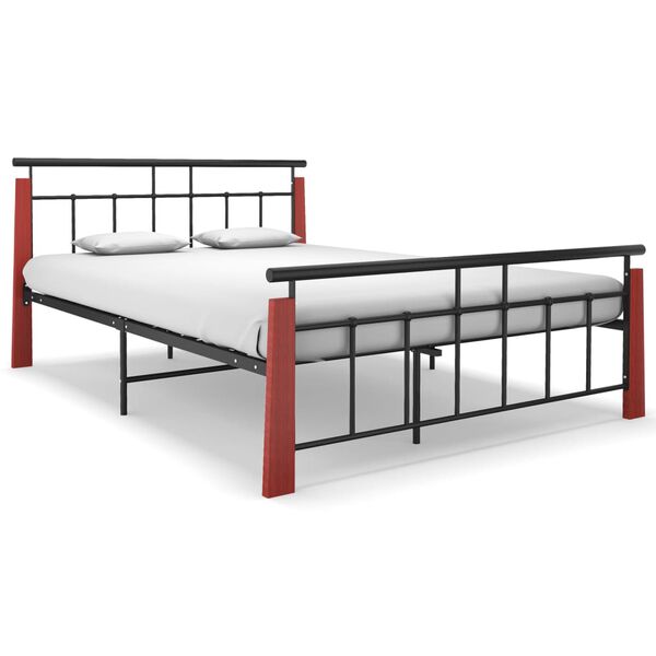 vidaXL Estructura de cama sin colchón metal madera de roble 140x200 cm