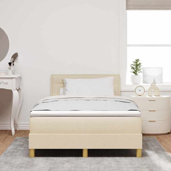 vidaXL Cama tipo Box Spring con colch&oacute;n Crema 120 x 190 cm tela