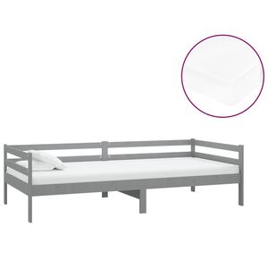 vidaXL Sof&aacute; cama con colch&oacute;n madera de pino maciza gris 90x200 cm