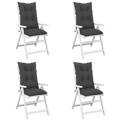 vidaXL Cojín silla de jardín respaldo alto 4 uds tela gris 120x50x7 cm