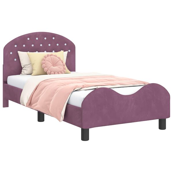 vidaXL Cama para niños con cabecero Morado 80 x 160 cm Terciopelo