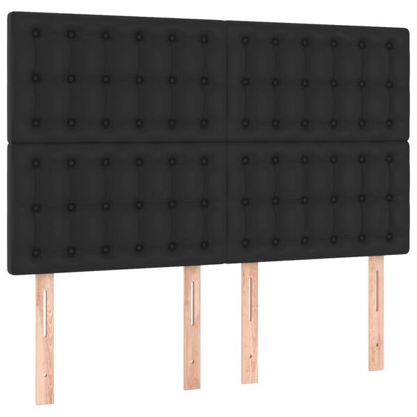 vidaXL Cabecero de cama negro 144x5x118/128 cm piel sint&eacute;tica