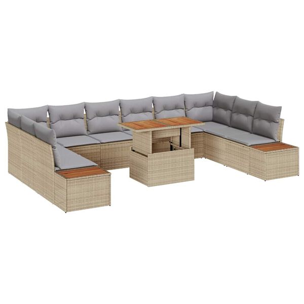 vidaXL Conjunto de Comedor de Jard&iacute;n con coj&iacute;n 11 pcs Beige y gris
