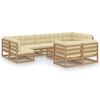 vidaXL Set de muebles de jardín 10 pzs cojines madera pino marrón miel