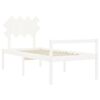 vidaXL Cama personas mayores cabecero madera maciza blanco 90x200 cm