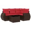 vidaXL Conjunto de sof&aacute; de jard&iacute;n de 5 piezas con cojines marr&oacute;n