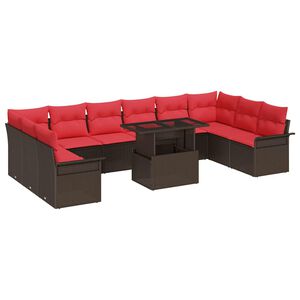 vidaXL Conjunto de sof&aacute; de jard&iacute;n 11 uds. Marr&oacute;n