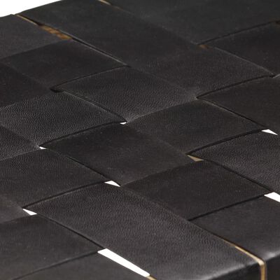 vidaXL Taburetes de cocina 2 uds cuero negro y madera mango 46x36x60cm