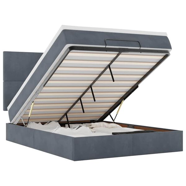 vidaXL Estructura cama otomana con colchones gris oscuro 140x200cm