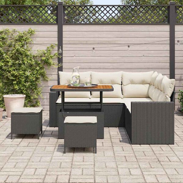 vidaXL Conjunto de sof&aacute;s de jard&iacute;n 8 pcs Negro rat&aacute;n sint&eacute;tico
