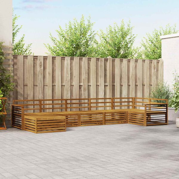 vidaXL Juegos de sof&aacute;s 7 pcs Natural Madera de Acacia S&oacute;lida