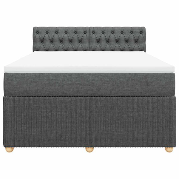 vidaXL Cama box spring con colch&oacute;n tela gris oscuro 140x200 cm