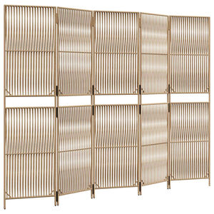 vidaXL Biombo de 5 paneles rat&aacute;n sint&eacute;tico beige