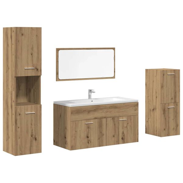 vidaXL Juego de muebles ba&ntilde;o 4 piezas madera ingenier&iacute;a roble artisan