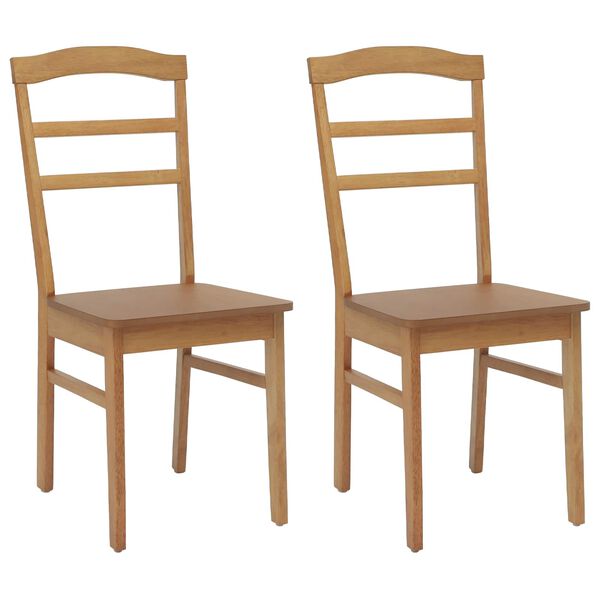 vidaXL Silla de comedor 2 pcs Natural Madera de Caucho S&oacute;lido