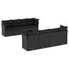 vidaXL Set de sof&aacute;s de jard&iacute;n 8 piezas y cojines rat&aacute;n sint&eacute;tico negro