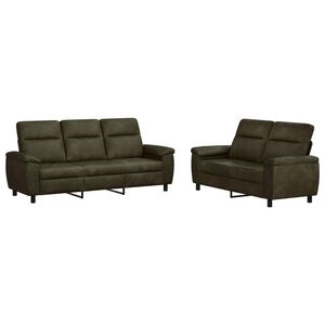 vidaXL Juego de Sof&aacute; 2 pcs Verde militar Cuero de Suede Sint&eacute;tico