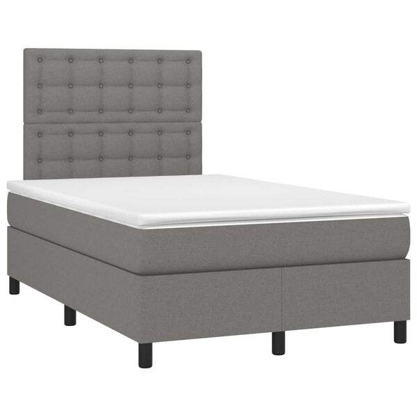 vidaXL Cama box spring con colch&oacute;n tela gris oscuro 120x190 cm