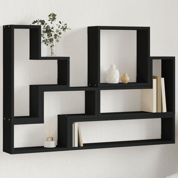 vidaXL Estanter&iacute;a de pared madera de ingenier&iacute;a negro 96x12x64 cm