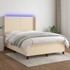 vidaXL Cama box spring colch&oacute;n y luces LED tela crema 140x190 cm