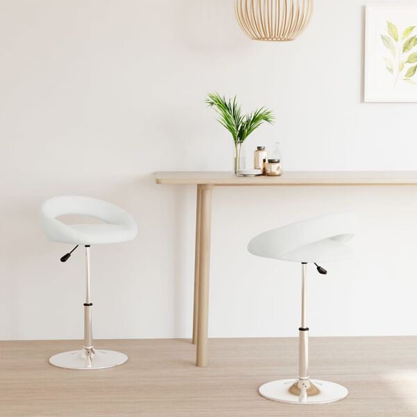 vidaXL Sillas de comedor giratorias 2 unidades cuero sint&eacute;tico blanco
